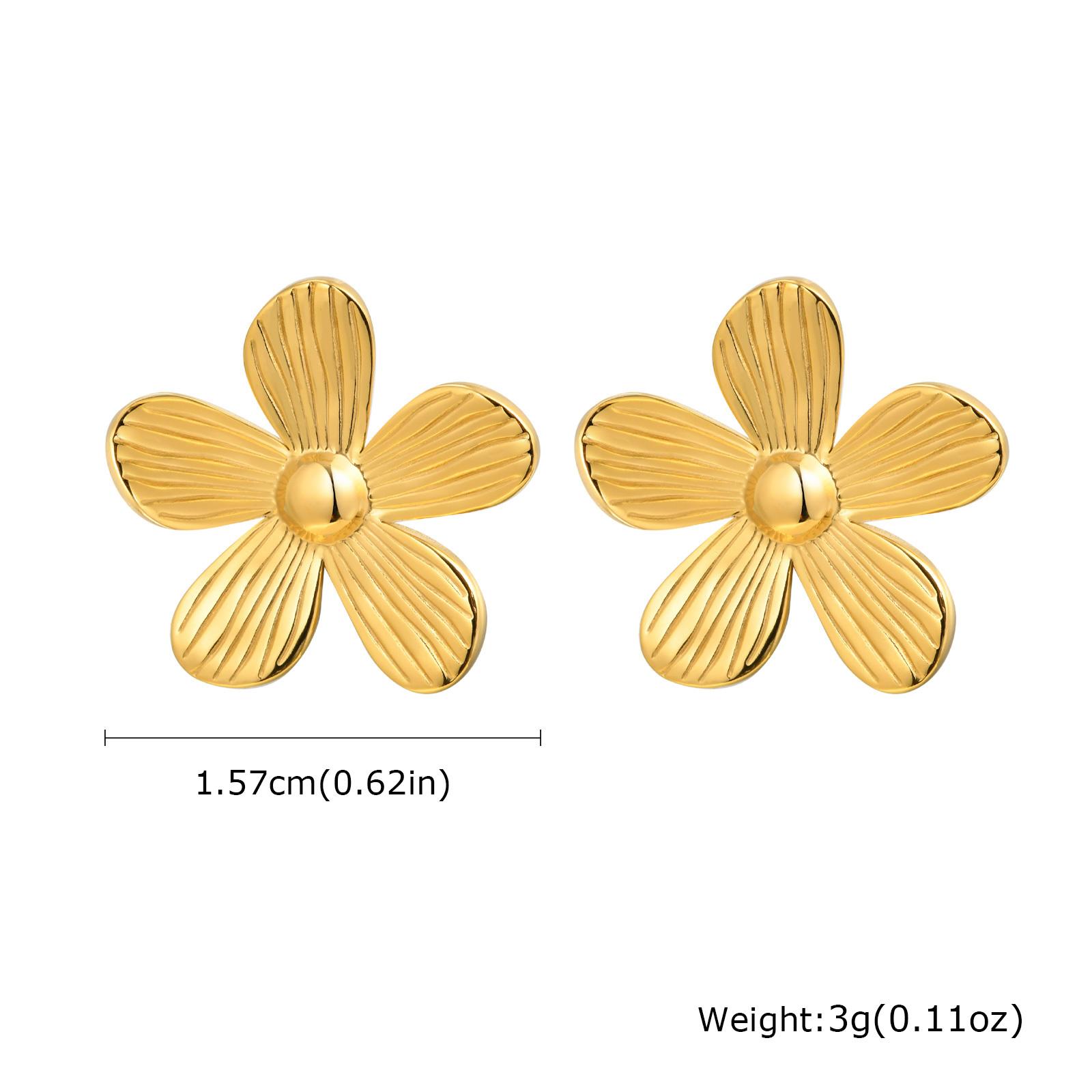 

Vnox 15mm/20mm/25mm Flower Stud Earrings,Stainless Steel Gold Color Earrings For Women,Delicate Metal Jewelry Mother s Day Gift no cards