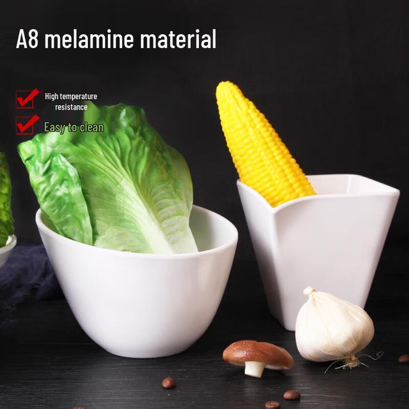 Qianxing A8 Large White Melamine Slanted Serving Bowl Set