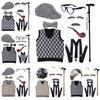 100 Days Of School Halloween Grandpa Costume Set Old Man Costume Set Hat Glasses Mustache and Eyebrows for Kids Boys