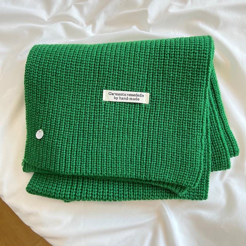 Korean Sheep Wool Knitted Wool Scarf for Women in Autumn and Winter White and Thick Warm and Solid Color Scarf for Couples with A Sense of Atmosphere