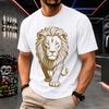 2026 New Pure Cotton Tshirt With Golden Majestic Lion Print Light Luxury Casual Trendy Wear