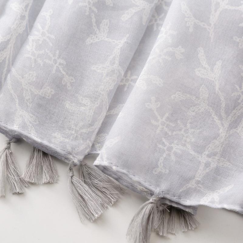 Scarf Silk Scarf Plain and Elegant Light Color Intellectual Printing Soft Sunscreen Thin Fringed Shawl Women