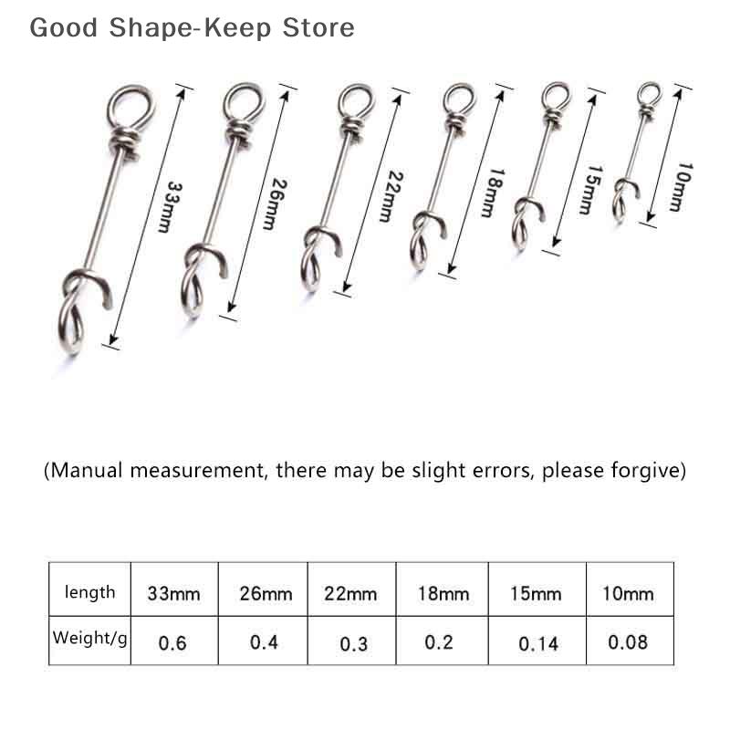 50Pcs Stainless Steel Quick Lock Snap Spring Clamp Buckle Lure Drop Rigs Safety Connector Bait Hook for Fishing - Strengthened