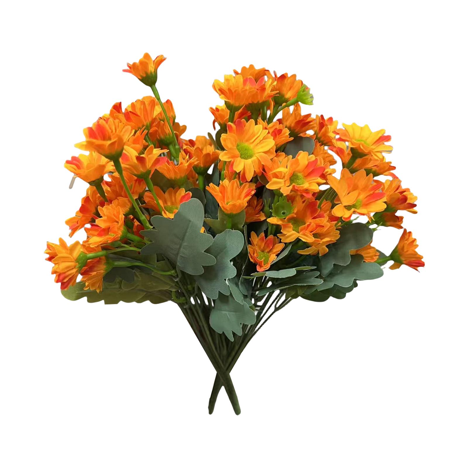 5 Bundles Artificial Sunset Mums with Stems Artificial Outdoor Sunset Mums Flowers for Table Window Wedding Indoor Outside Decor
