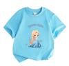Kids Girls Boys Cute Queen Elsa Cartoon Print T Shirt 100% Cotton O-Neck Short Sleeve Casual Summer Tee Tops Soft Breathable Lightweight Warm Child To