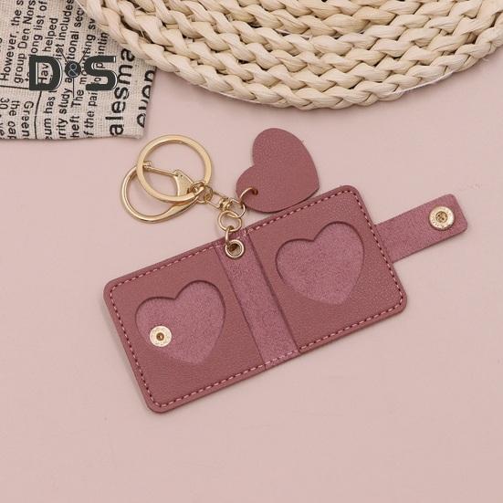 Brelok do kluczy ze zdjęciem rodzinnym Mini album Sztuczna skóra Personalizowany uchwyt na zdjęcia Styl retro Etui na karty Kółko do kluczy