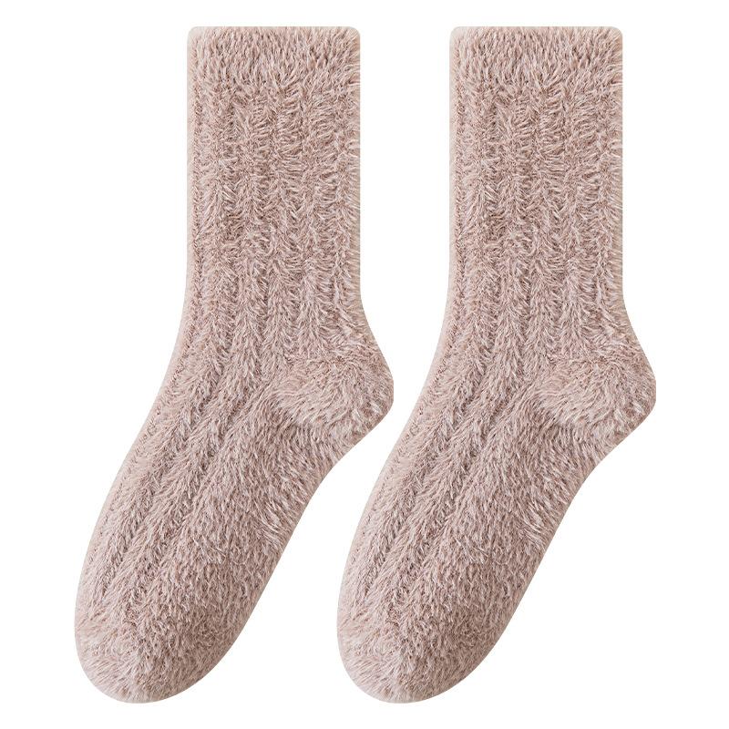 Soft Plush Socks - Winter Thickened and Padded To Keep Warm Mid-calf Socks That Don't Shed Fibers. Autumn and Winter Sleeping Floor Socks.