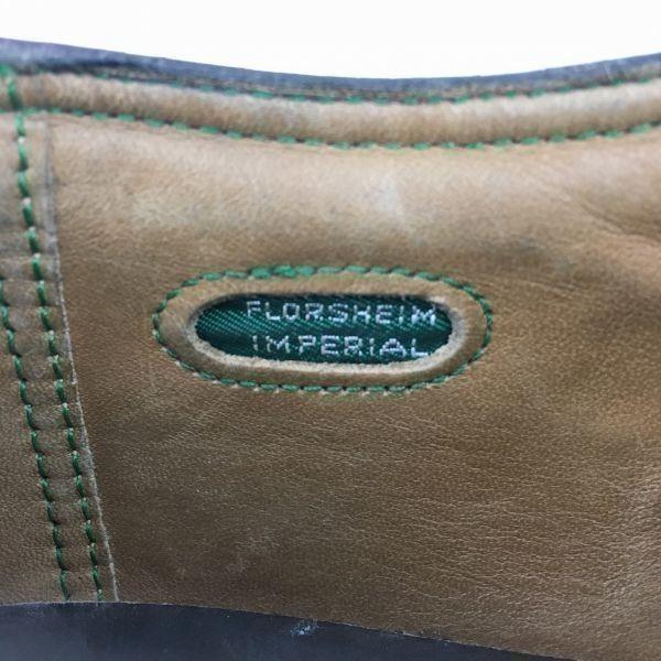 1970s Vintage FLORSHEIM Kenmoor Long Wingtip Shoes Brown size 9.5D 27.0-27.5(USED)