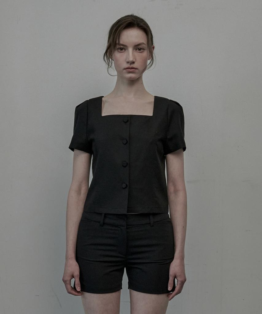 Mausolleum Mellow Square Neck Blouse Jacket - Black