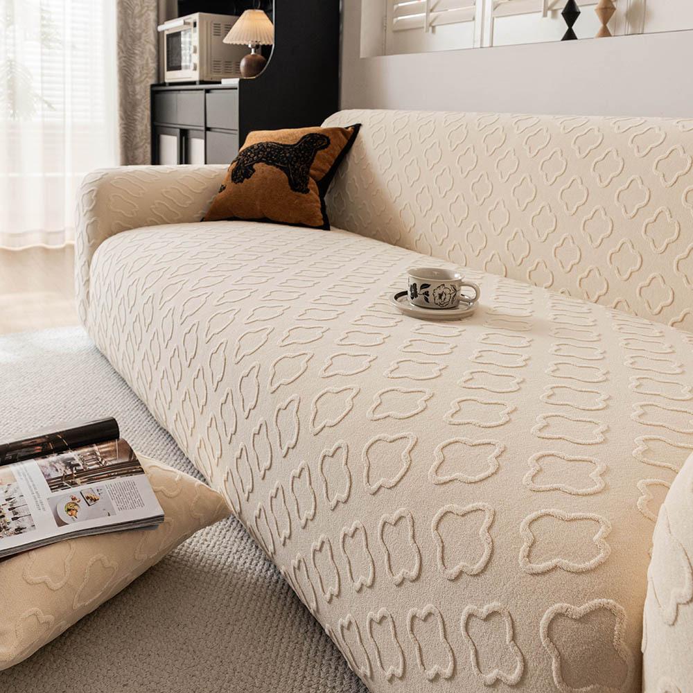 Four leaf Clover Cream Sandstorm Hair Cover A New All Purpose Cat Scratch Resistant All Inclusive Sofa Protective Cover for All Four Seasons