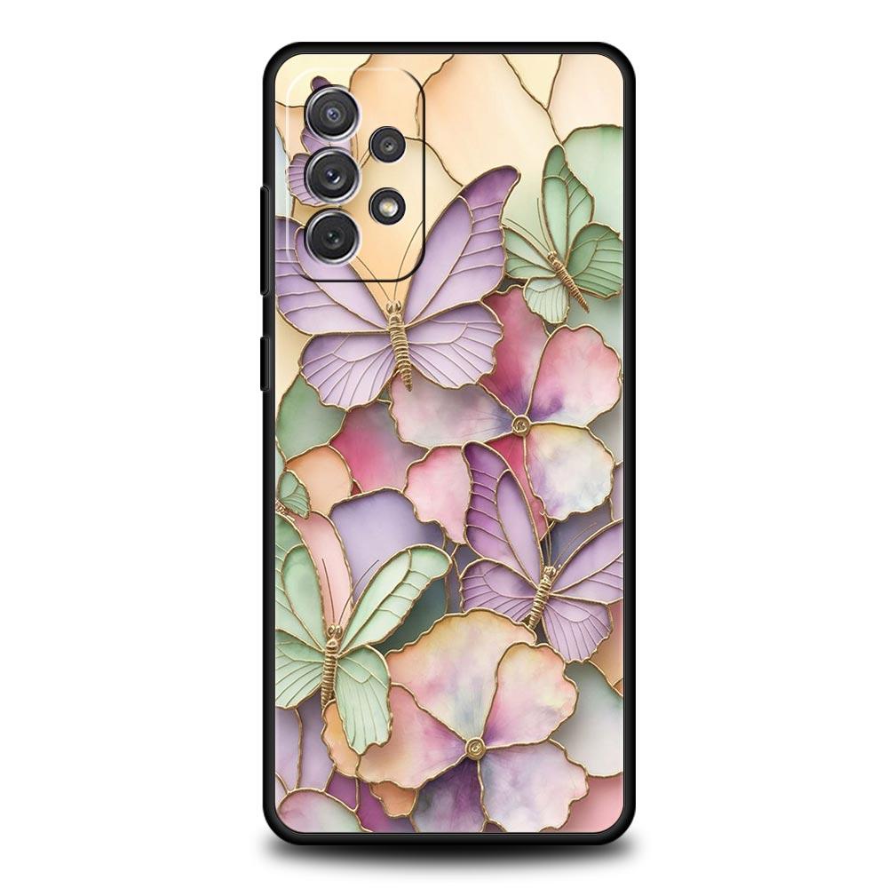 Fashionable Butterfly Flower Phone Case for Samsung Galaxy A55 A35 A17 A07 A15 A13 A25 A51 A71 A72 A73 A32 A52 A52S A41 Soft TPU
