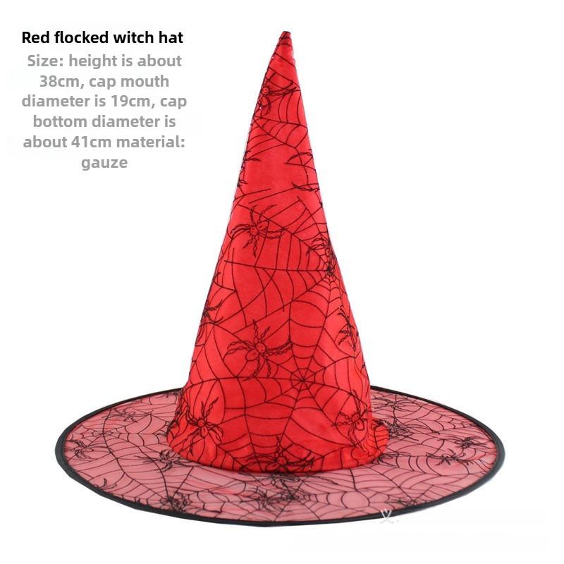 Halloween Prom Party Hat Witch Hat Witch Hat Veil Hat Printed Pumpkin Hat Black Tip Hat
