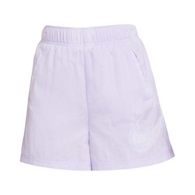 Sportbekleidung Wesentlich Einfarbig Hoher Bund Locker Geschnitten Gewebte Shorts Damen Unterteile Nebel-Lila DM6740-511