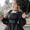 Milky Time Gothic Lolita Dress, Black and Red, with Chiffon and Chains, Cosplay Costume for Women (Small, Black)
