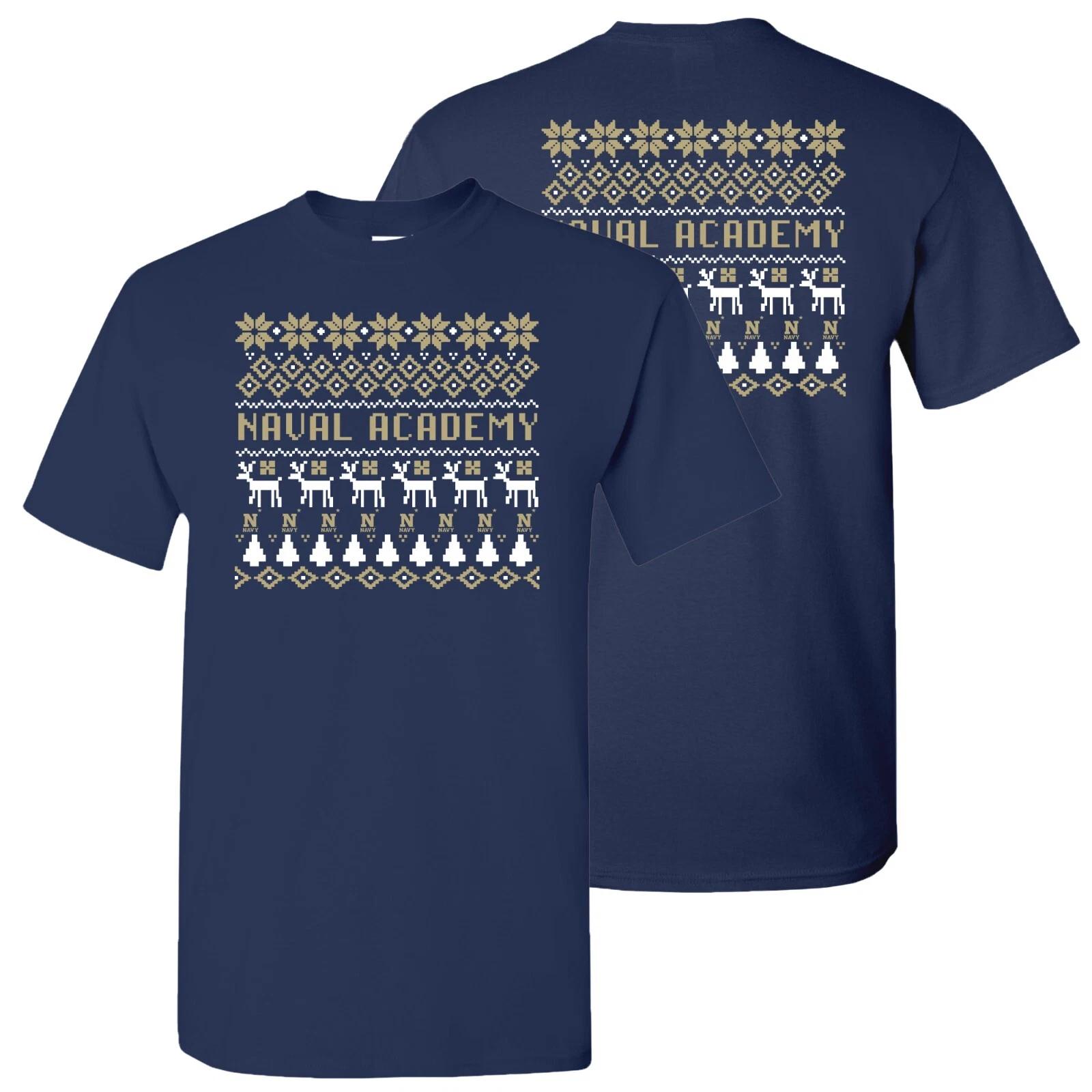 United States Naval Academy Holiday Sweater T-Shirt - Navy 3XL