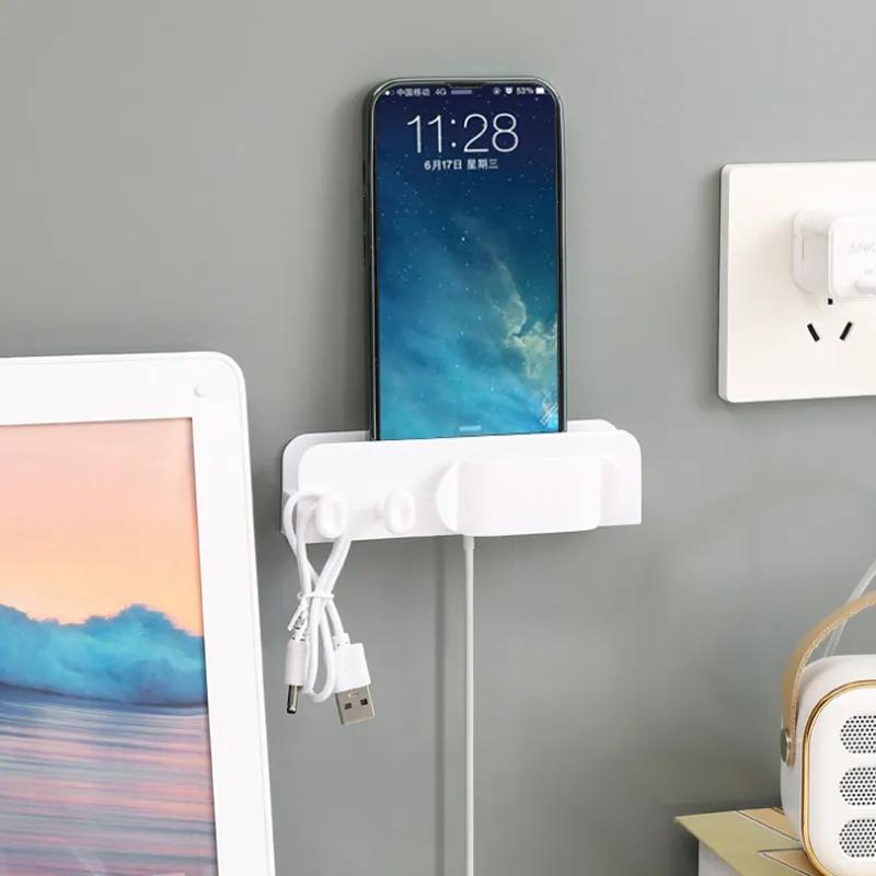 Handy-Ladestation Steckerhalter Haken Haushalt Ohne Bohren Kabel-Organizer Strom- und Datenkabel-Aufbewahrung Klebehaken Ya523