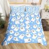Ghost Duvet Cover Queen King Size Cartoon Cute Ghost Decorative Bedding Set for Kids Girls Teens Happy Halloween 3 Piece Set