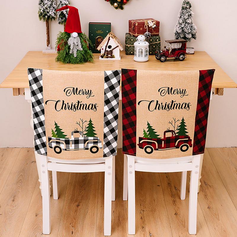 Christmas Chair Covers Alphabet Soft Fabric Festival Dining Chair Back Covers For Home Restaurant Printed Chair Protective Cover