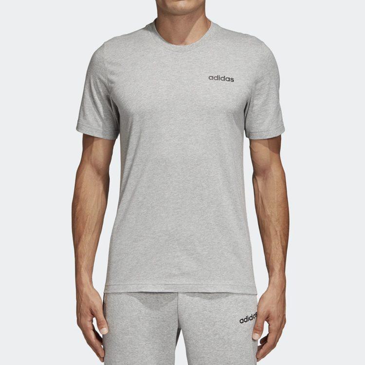 adidas T Shirts Men's Medium Heather Gray/Black Crew Neck Moderate Straight Fit DU0382