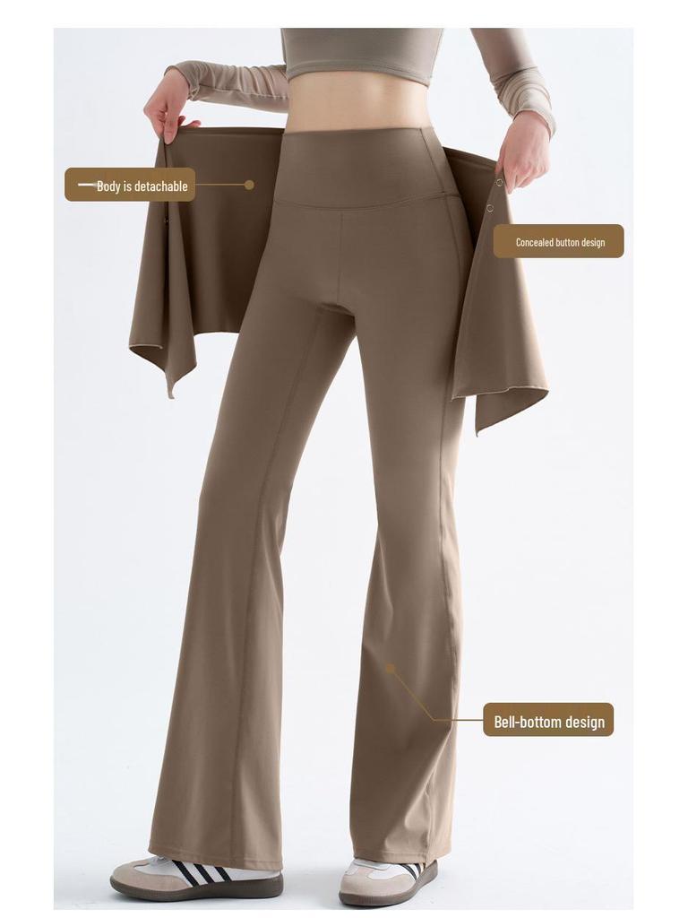 Yoga Micro Flare Pants with Detachable Skort for Sports and Dance