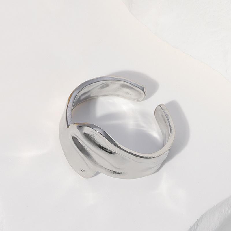 LATS Stainless Steel Lava Irregular Hollow Ring for Women Metal Texture Waterproof Daily Simple Stylish Golden Rings Jewelry
