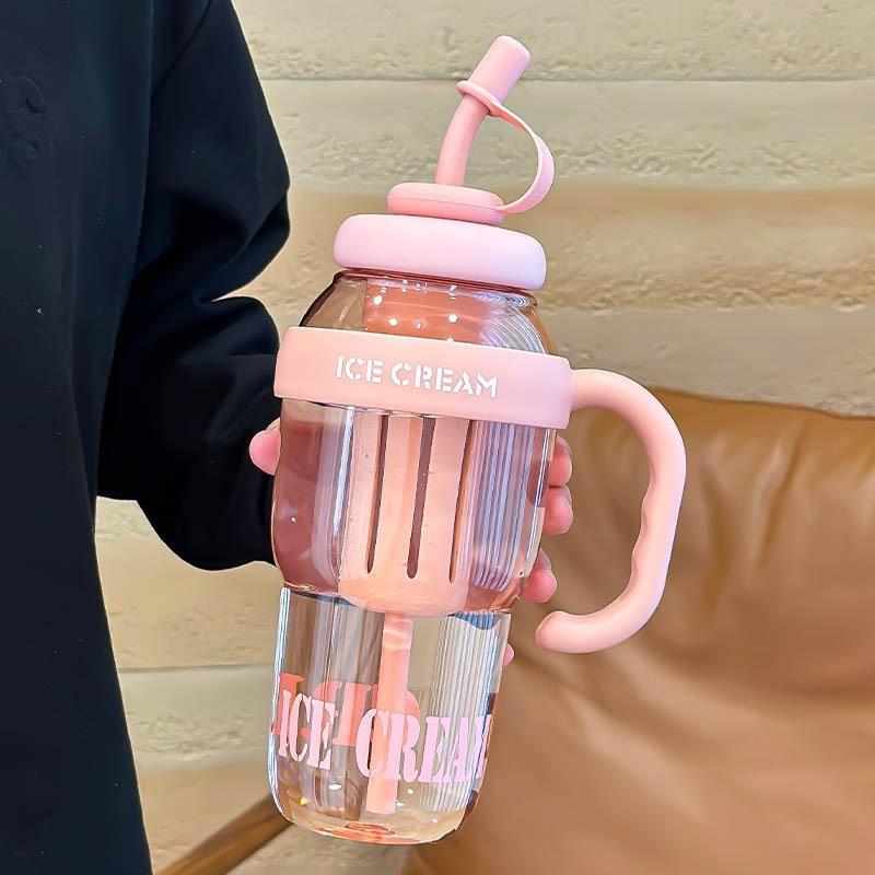 Water bottle summer large large capacity water cup girls high value ice cup straw cup student sports tea separation cup