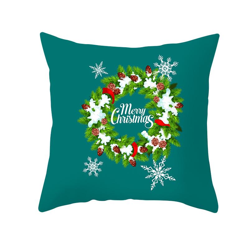Peach Skin Christmas Print Pillow Case Cartoon Animal Home Sofa Cushion Cover Bedside Bedroom Pillow