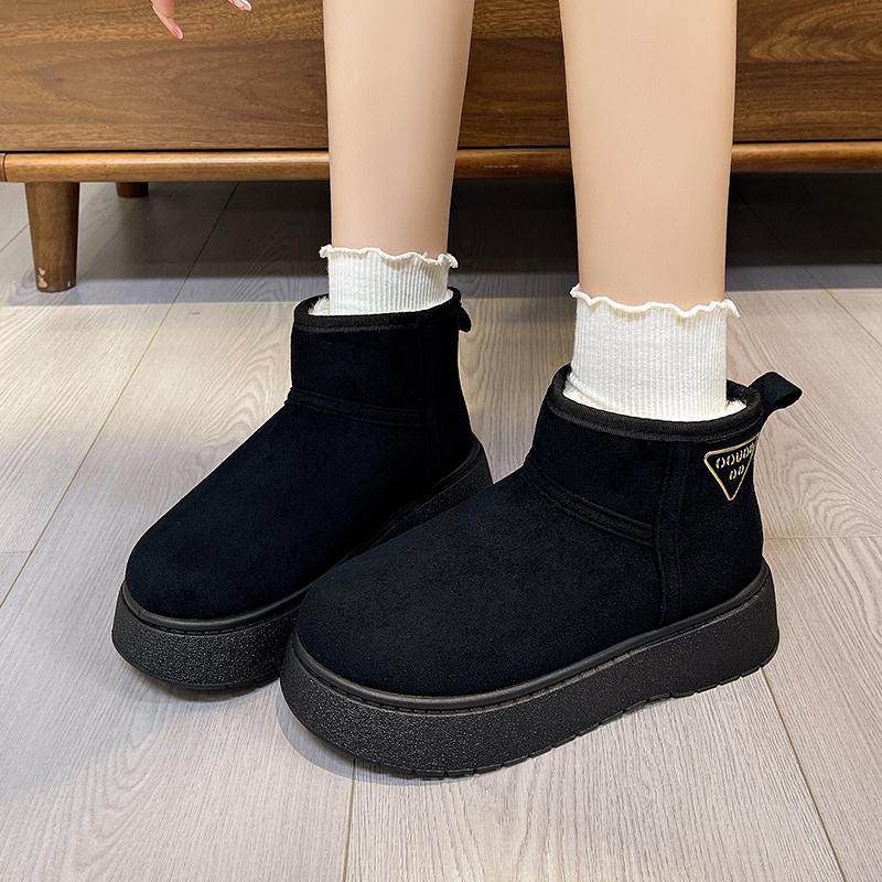 Winter Women Short Plush Warm Snow Boots Casual Shoes New Suede Fur Chelsea Ankle Boots Flats Platform Ladies Shoes Botas