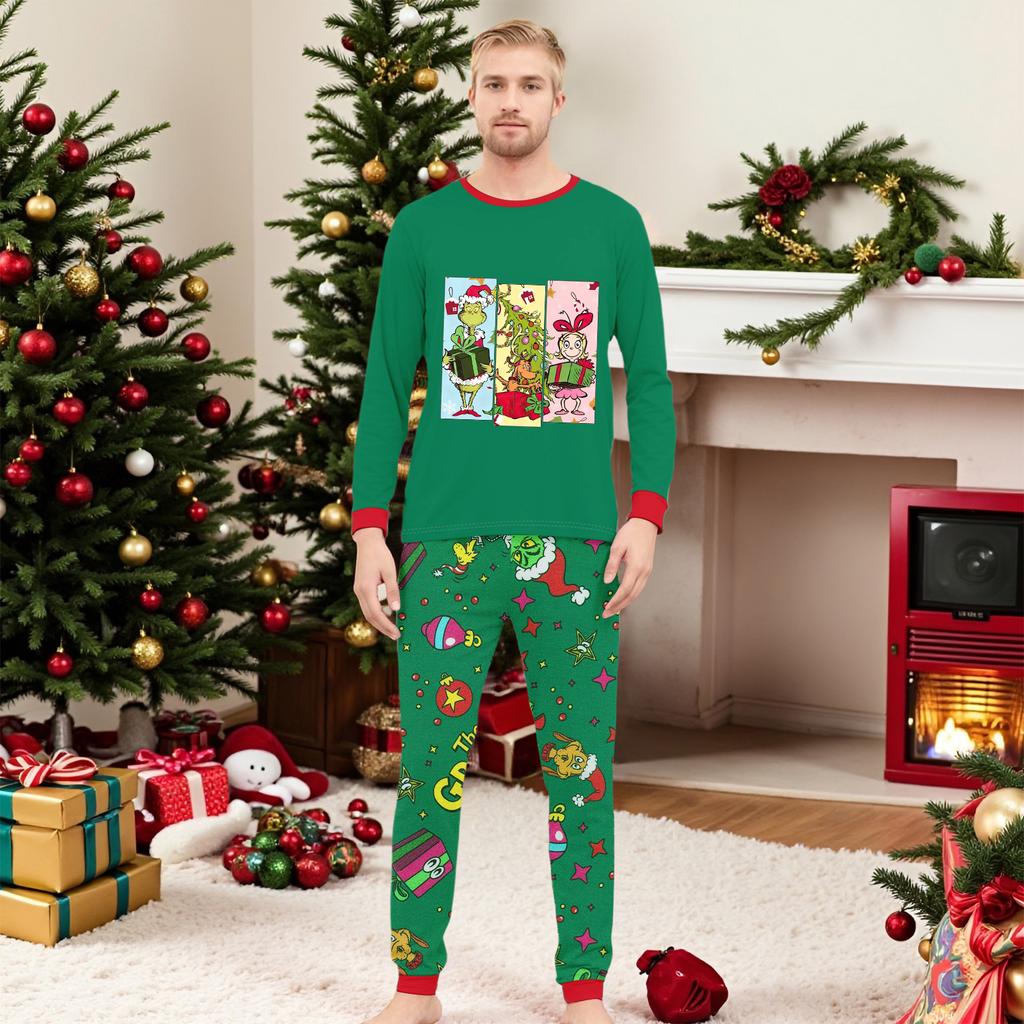 Christmas Prints Family Matching Long Sleeve Tops+Parhts Set Family Matching Sets