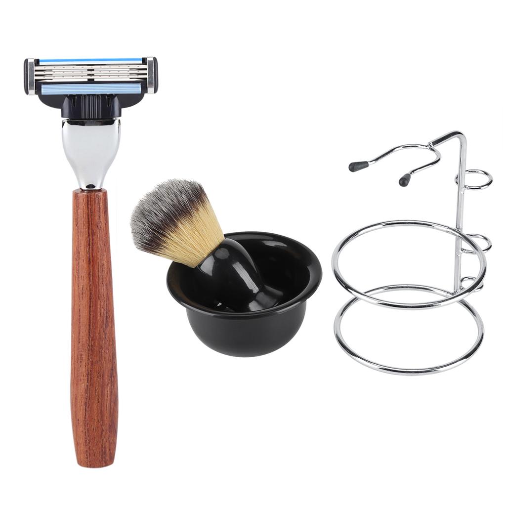 Manual Shaving Set, 4Pcs Shaving Kit   Stainess Steel Stand Set, Bowl Mens Holder Brush Bowl Set Brush and Men S     Bathroom