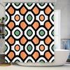 Modern Geometric Shower Curtain Set With Orange Green Black Pattern Bathroom Decoration Waterproof Fabric 72X84 Inch
