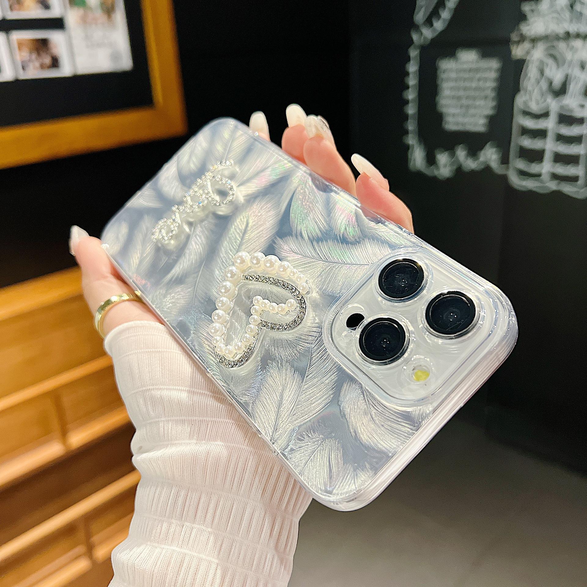 

Подходит для чехла для мобильного телефона iPhone15 Гальванизированная перьевая пряжа 13 Apple 16 Promax Защитный чехол Мода 14 Роскошь iphone16