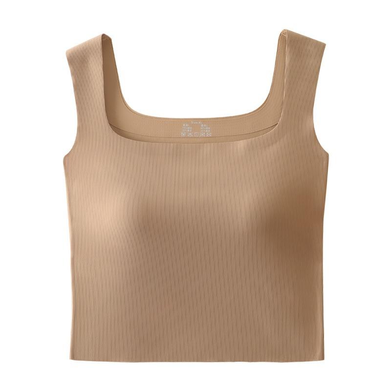 

Children Underwear Wide Shoulder Bra Square Neck Breathable Tops Vest Seamless Girls Bras Fixed Padded Sports Solid Tank one size хаки