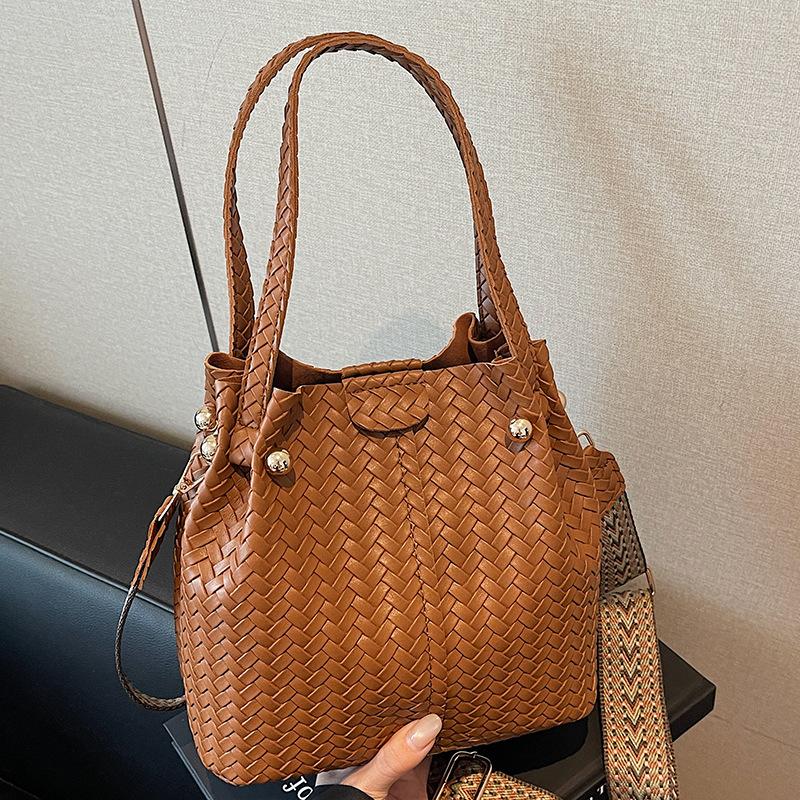 Módní pletená taška, velkokapacitní košík na zeleninu, taška typu bucket, kabelka do ruky, taška přes rameno, crossbody taška