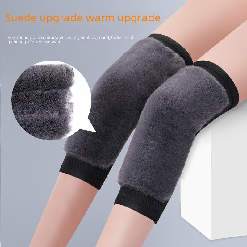 Thickened Winter Rabbit Fur Knee Pads for Warmth and Comfort
