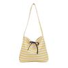 Casual striped canvas bag women's spring and summer new largecapacity commuter shoulder messenger bag