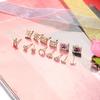 7 Pairs Ear Stud Delicate Artificial Gemstone Inlaid Earrings Love Star Moon Square Shape Elegant