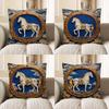 2D Exquisites Weißes Pferd Mit Goldverzierungen Kissenbezug Muster Kissenbezug Geeignet Für Sofa Schlafzimmer Auto Kissenbezug