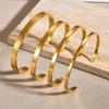 Women's Simple Smooth Stainless Steel Cuff Bracelets, 3/4/5/6mm Wide Open Bangles Gold Plated, Little Luxury Classic Jewelry