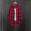 Women's Cotton Linen Plaid Long Shirt - Sun Protection, Loose Fit Outerwear, Lazy Style
