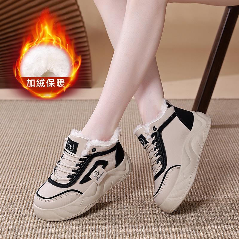

Fleece high-top snow boots women s winter new student ins Korean version of thermal casual women s shoes cotton shoes MR 40 чорний