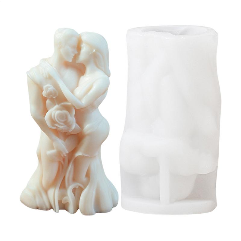 DIY Lovers Embrace Candles Silicone Mold Flowers Roses Couple Concrete Resin Mouldose Flower Chocolate Human Body decor