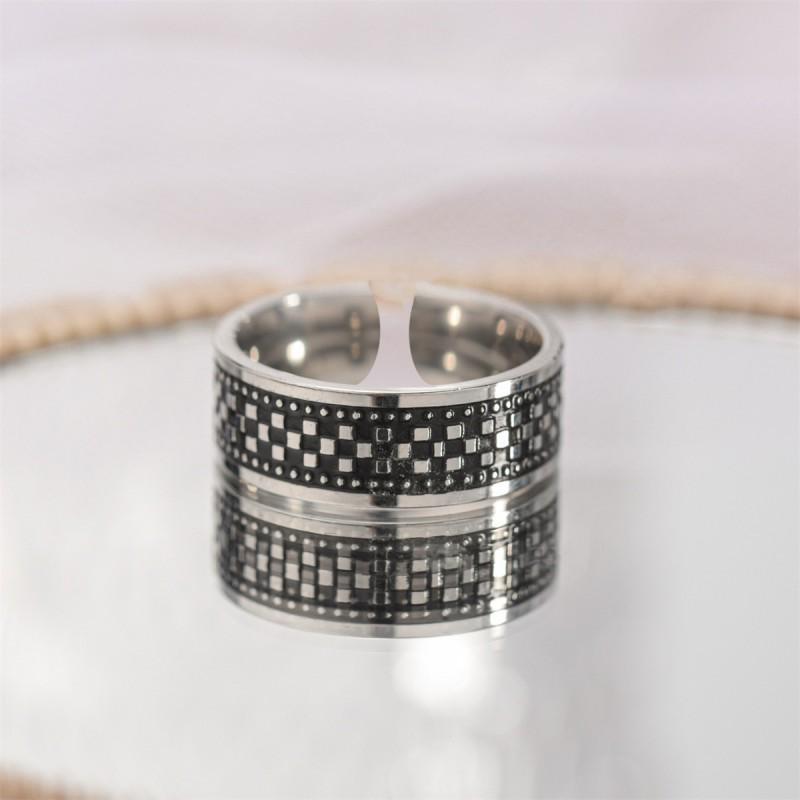 Adjustable Open Ring Men Women Vintage Punk Geometric Copper Band With Grid Retro Stylish Unisex Jewelry