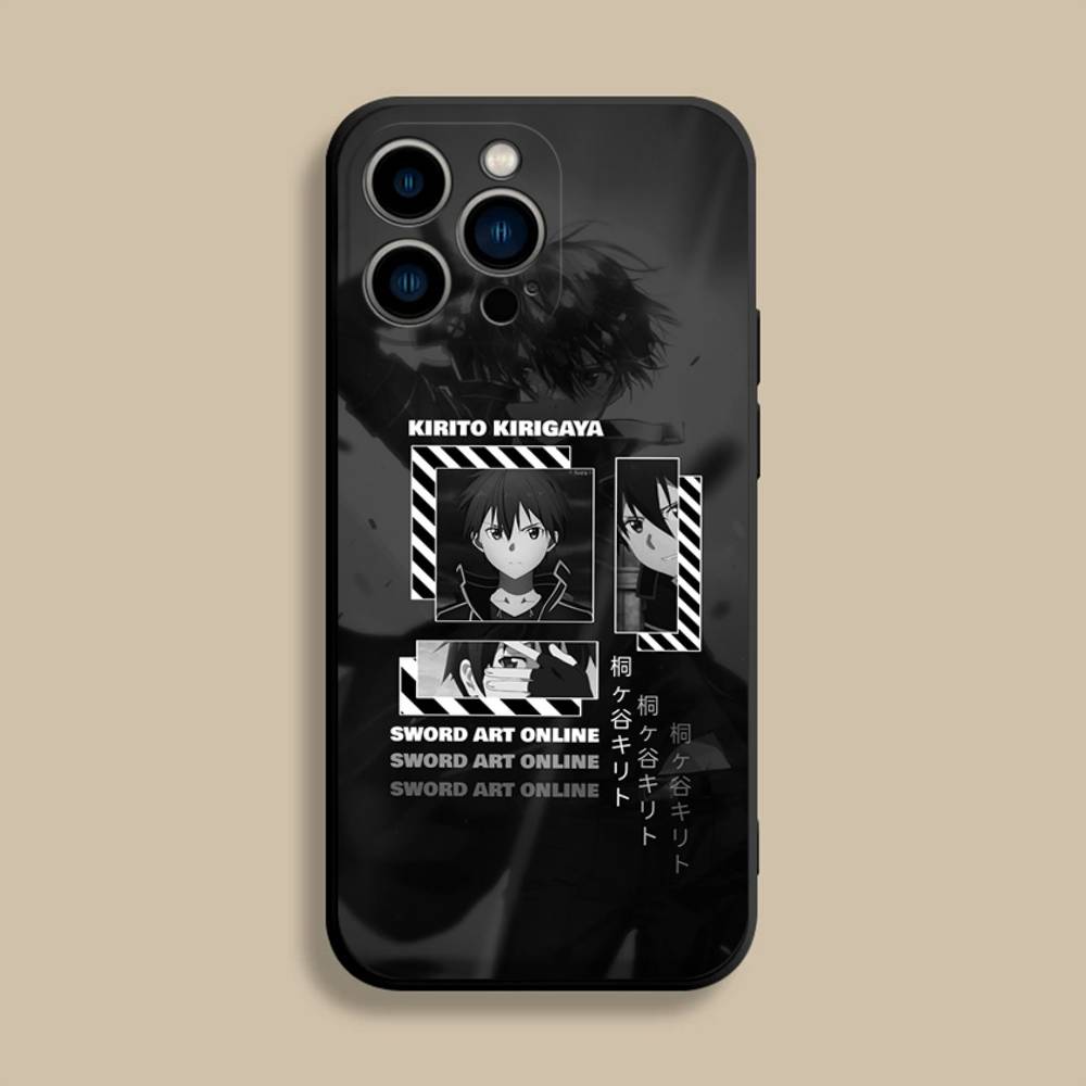 Sword Art Online SAO Kirigaya Handyhülle Für iPhone 17,16,15,14,13,12,Pro,Max,Plus,E,SE4,Air,Mini Schwarze Weiche Hülle