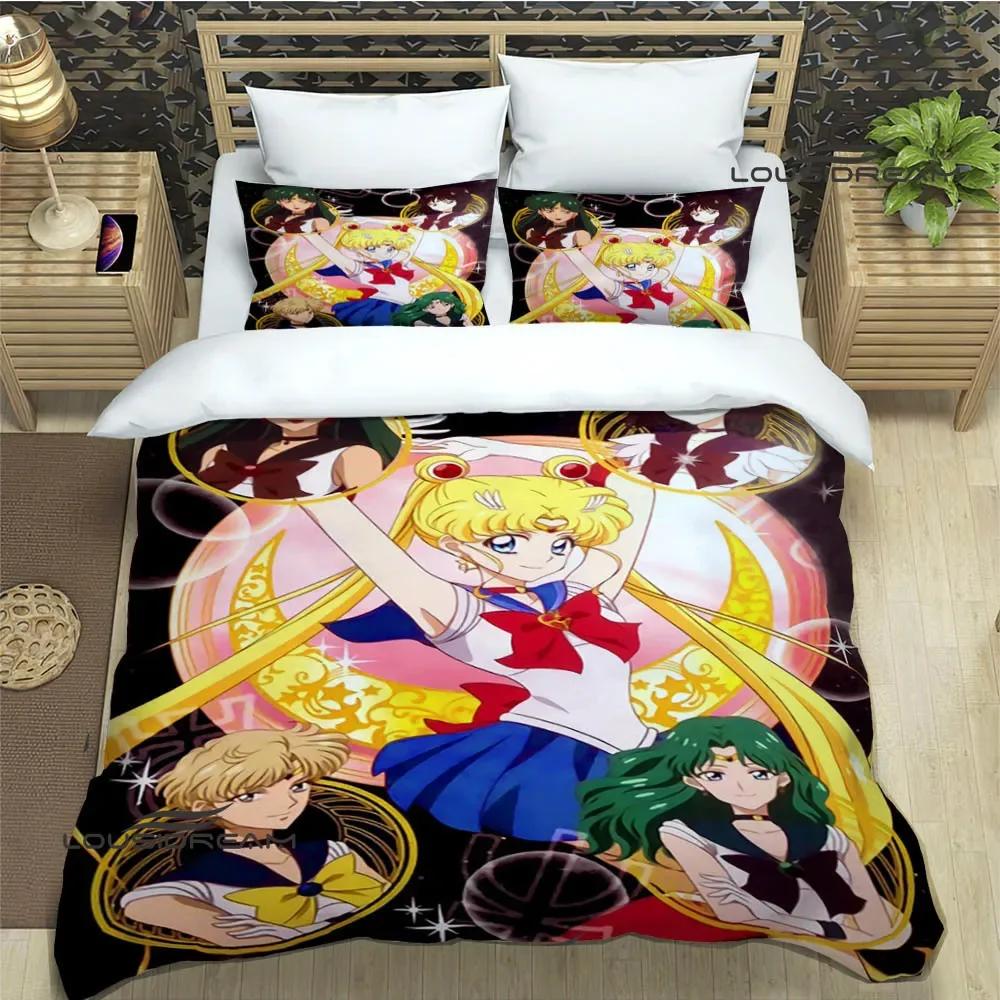 Cartoon S-Sailor Moon Bedding Sets Exquisite Bed Supplies Set Duvet Cover Bed Comforter Set Bedding Set Luxury Birthday Gift