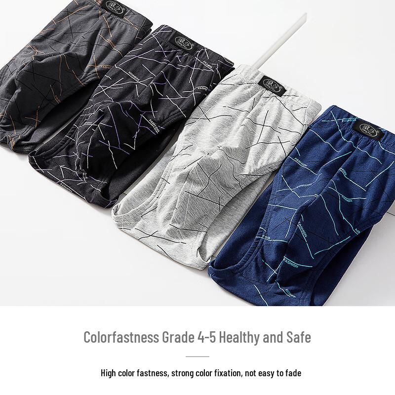 Langsha Men's 7A Antibacterial Pure Cotton Briefs 4-Pack
