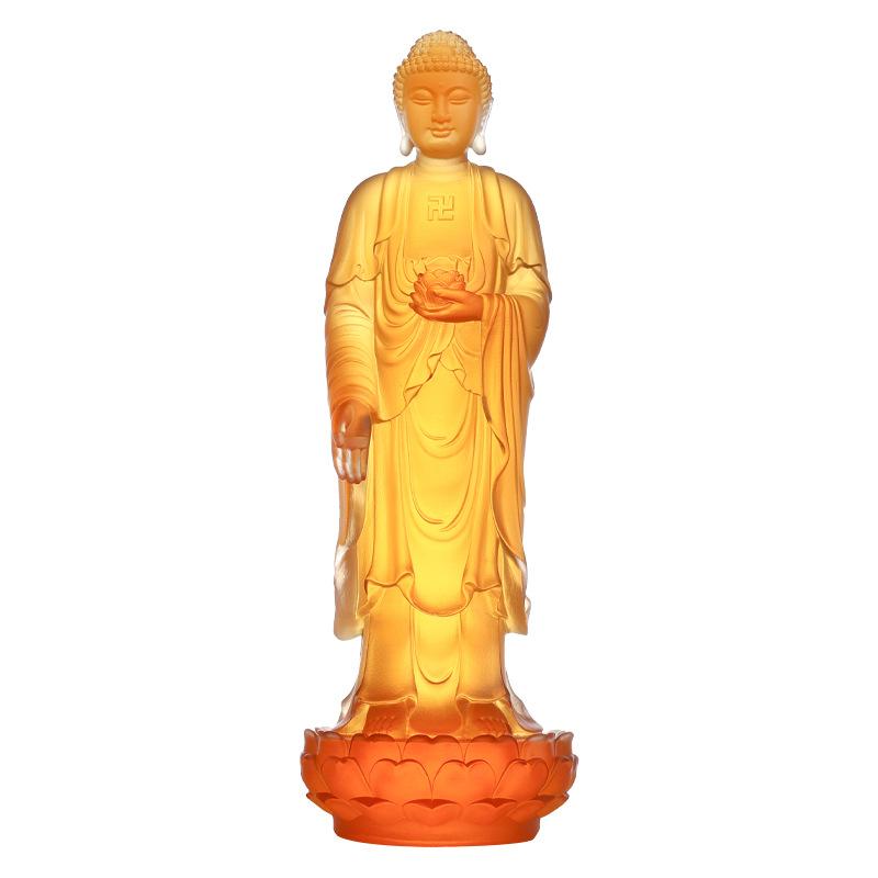 Glas Buddhistische Heilige Statue Guanyin Bodhisattva Amitabha Mahasthamaprapta Schreibtischdekorationen für Zuhause Ahnenhallen