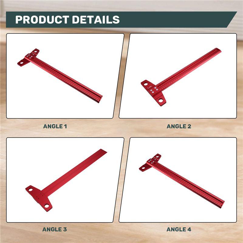 A74E-Precision Marking T-Rule Carpenter's Drawing Ruler Woodworking Marking Ruler Standard Aluminum Alloy Ruler
