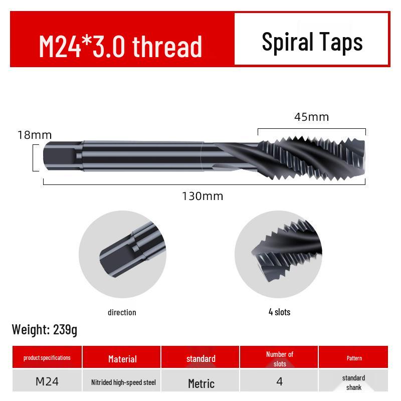 Stainless Steel Spiral Taper Tap Drill Bits with Cobalt-Nitriding, Sizes 4m-10m