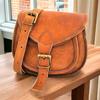 Vintage Saddle Bag Genuine Goat Cross-body Leather Brown Messenger Shoulder Bag